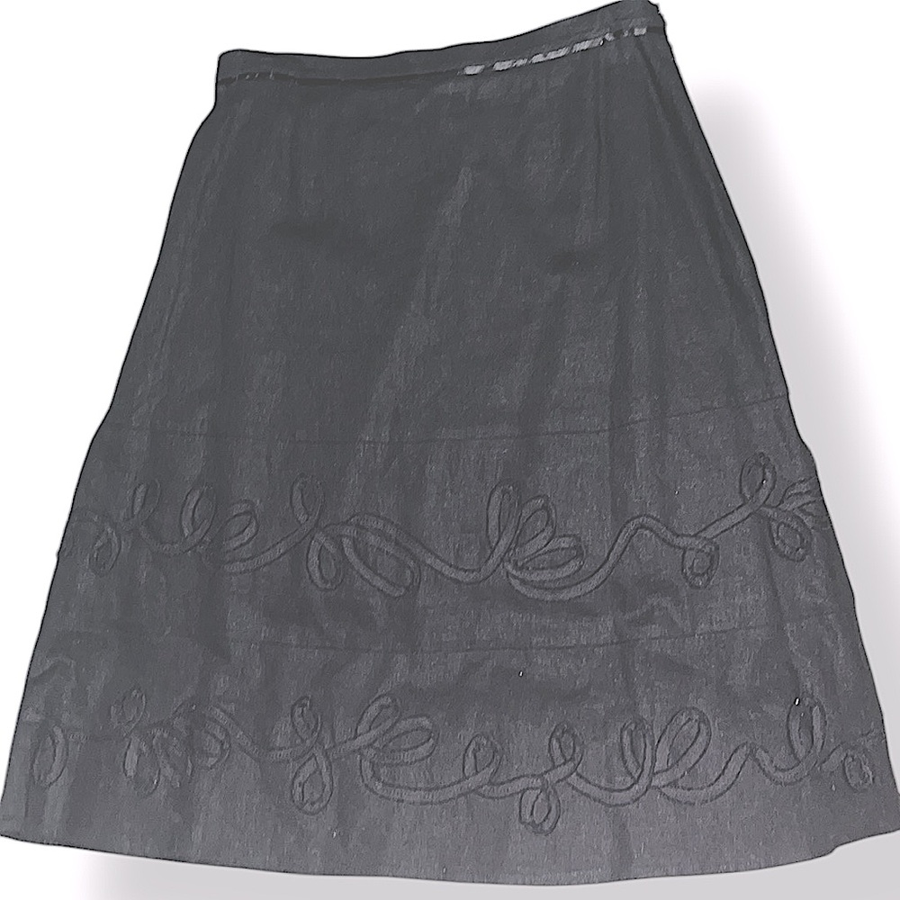 Emanuel Ungaro Linen Blend Embroidered Skirt Size 6 New No Tags - Picture 14 of 16